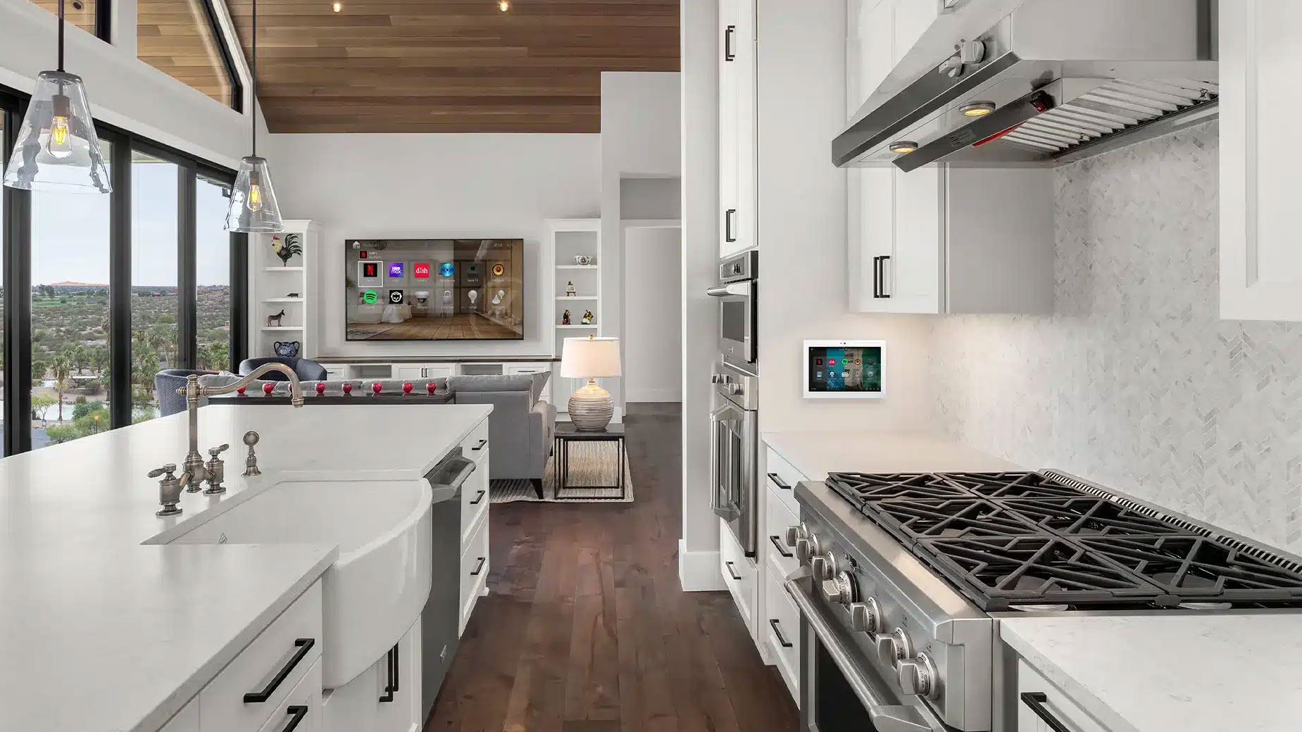 Modern kitchen with smart home technology