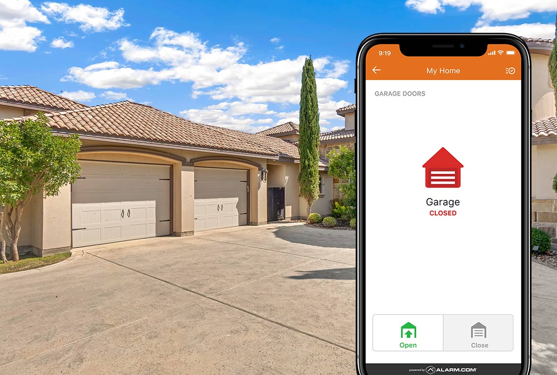 Smartphone controlling home garage doors remotely