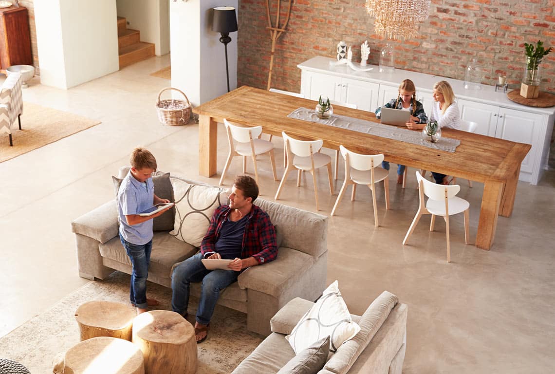 Family spending time together in modern living room