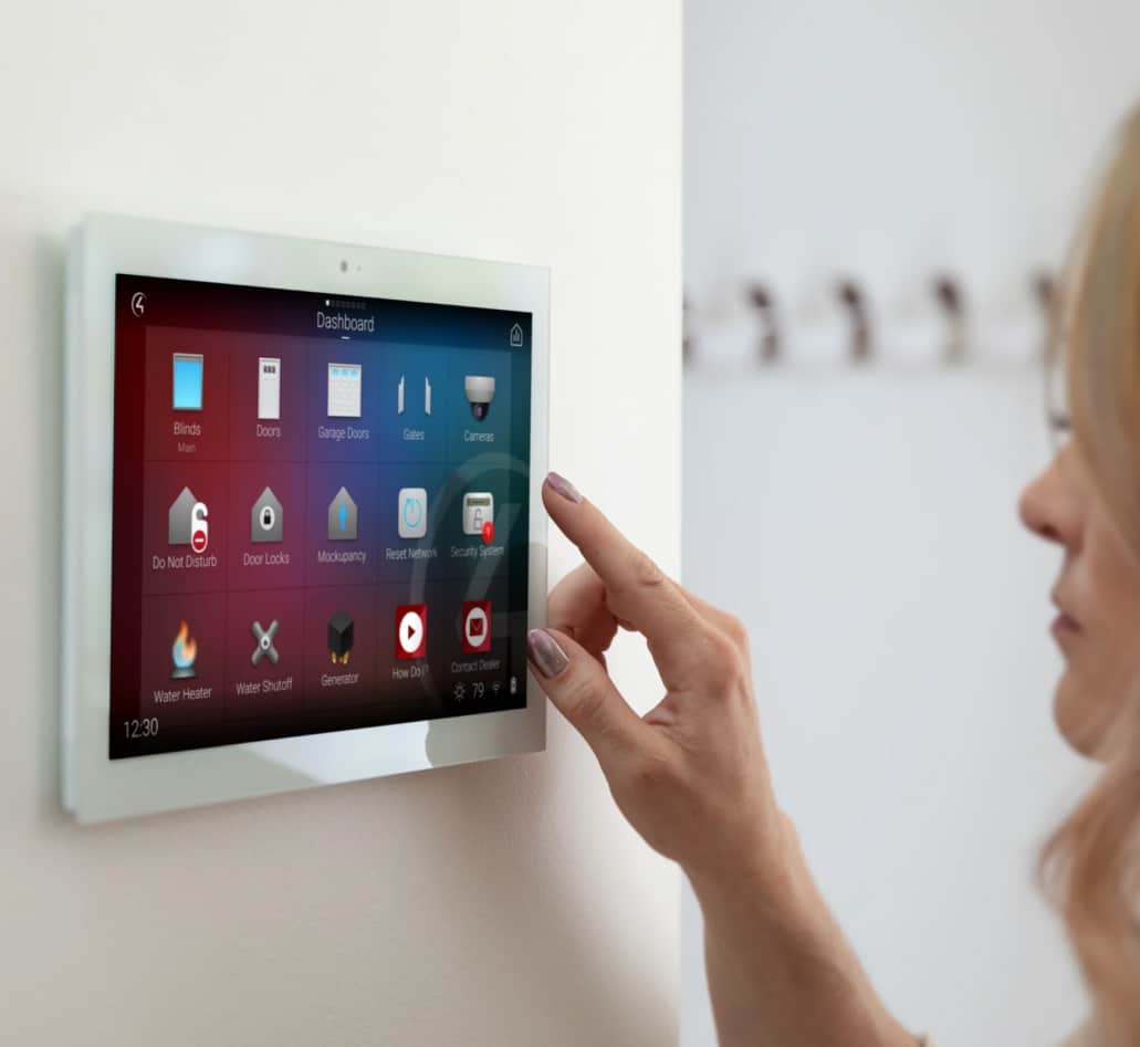 Person using smart home control panel