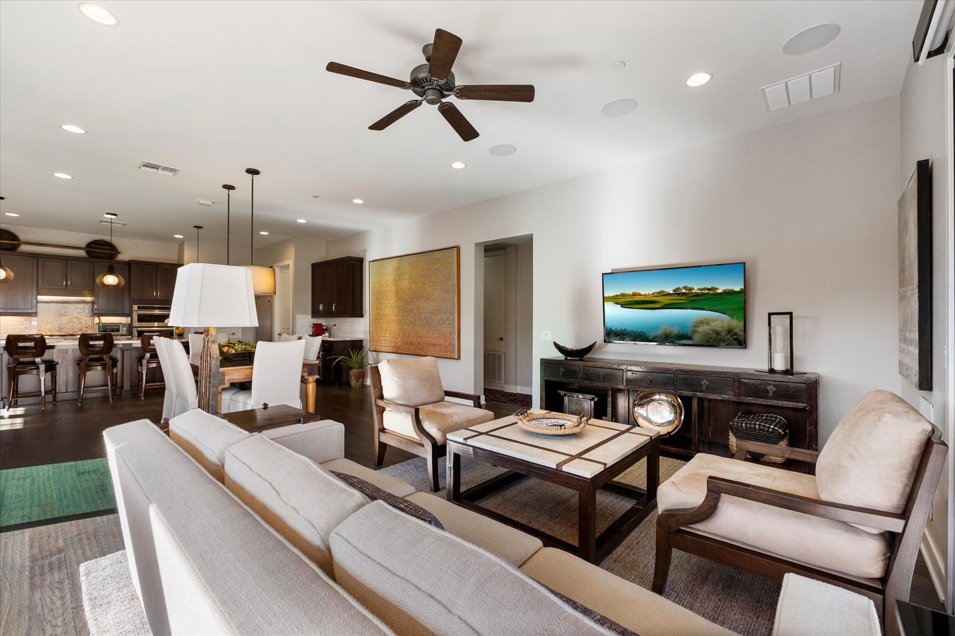 Modern open-concept living room and kitchen interior